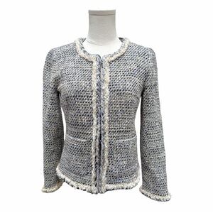 J.CREW ✘ Lady Tweed Jacket Blue Ivory Fringe Trim Italian Fabric Boucle, 2, $248